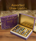 Assorted Ghee Laddu in the packaging box