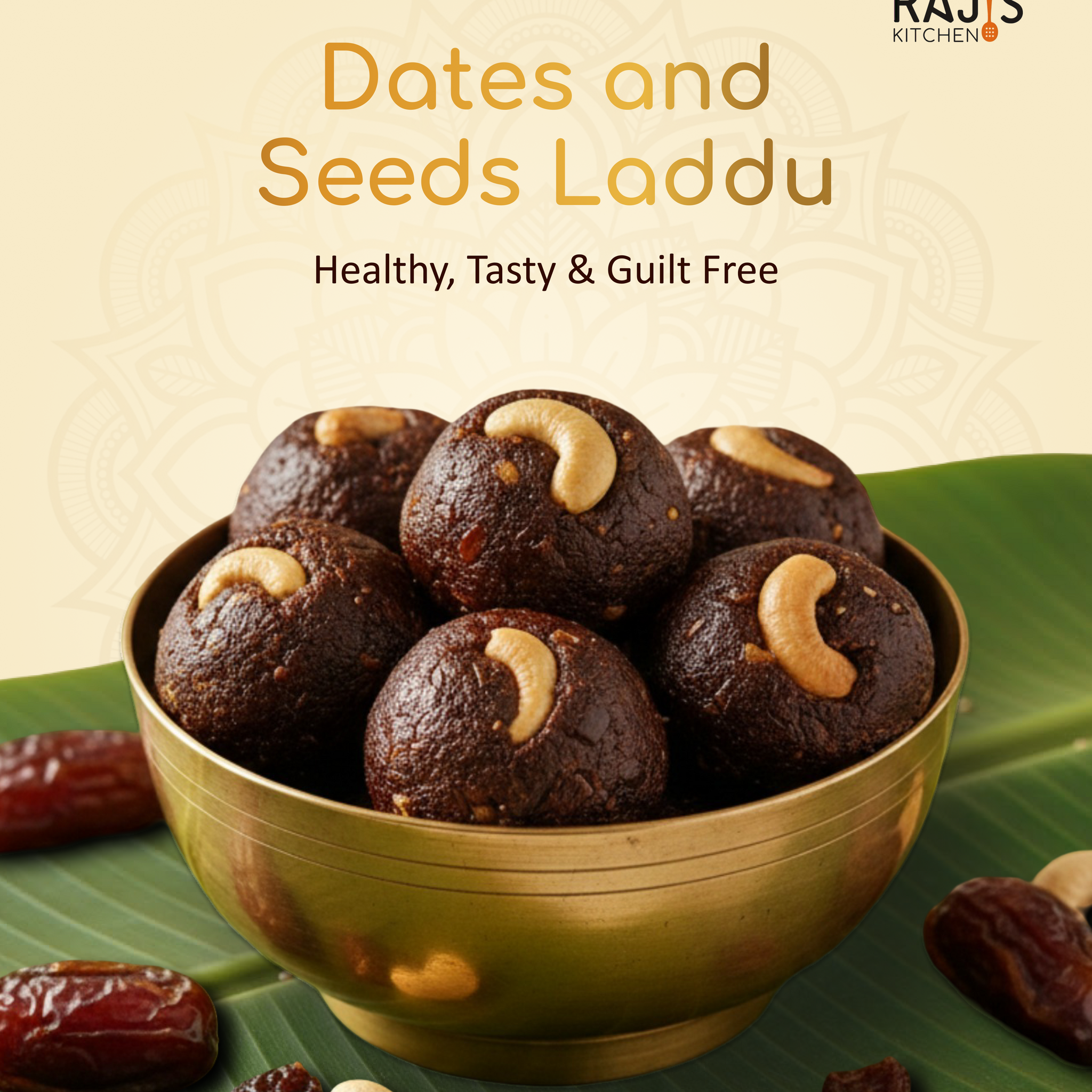 Dates and Seeds Laddu in a bowl