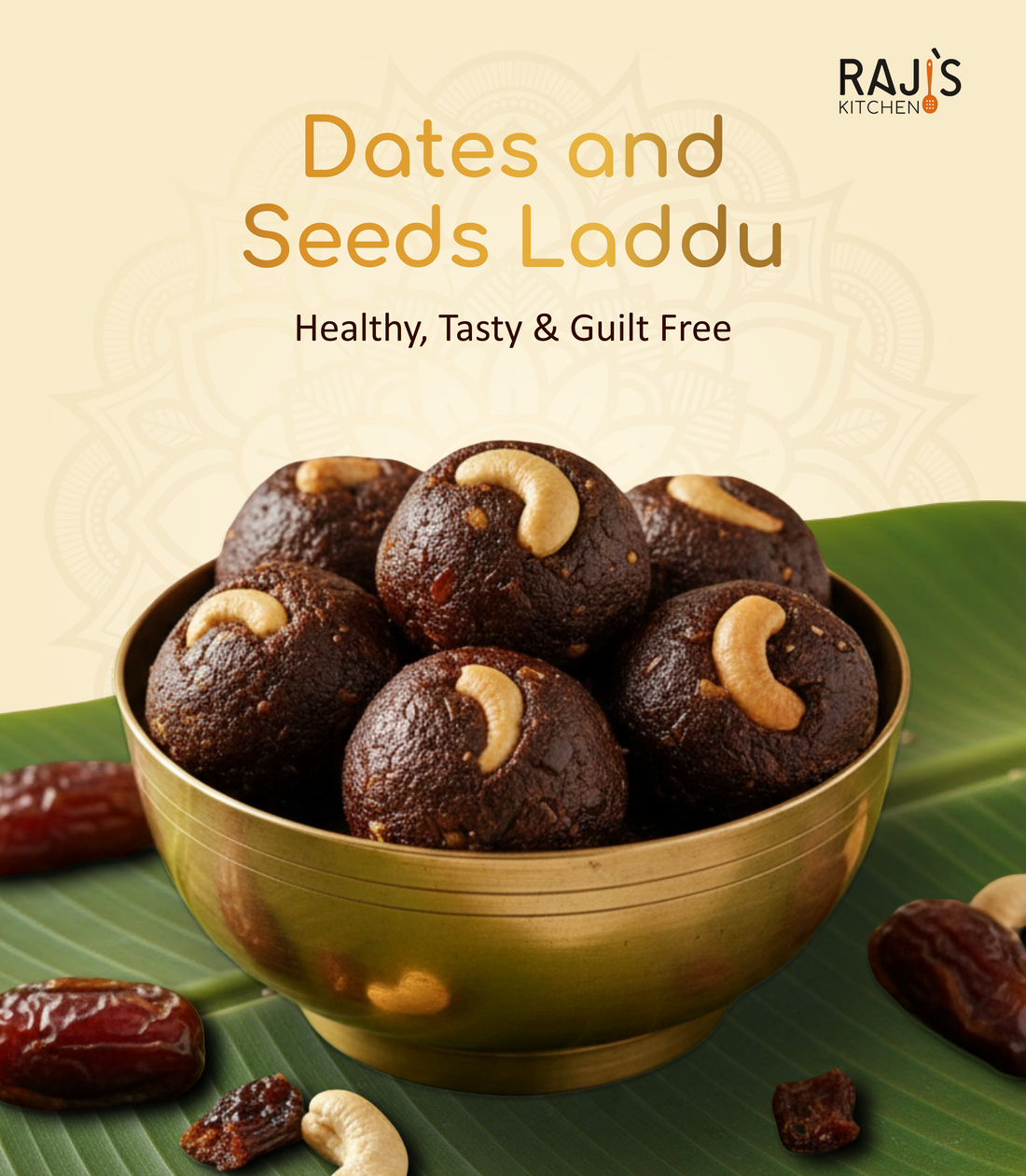 Dates and Seeds Laddu in a bowl
