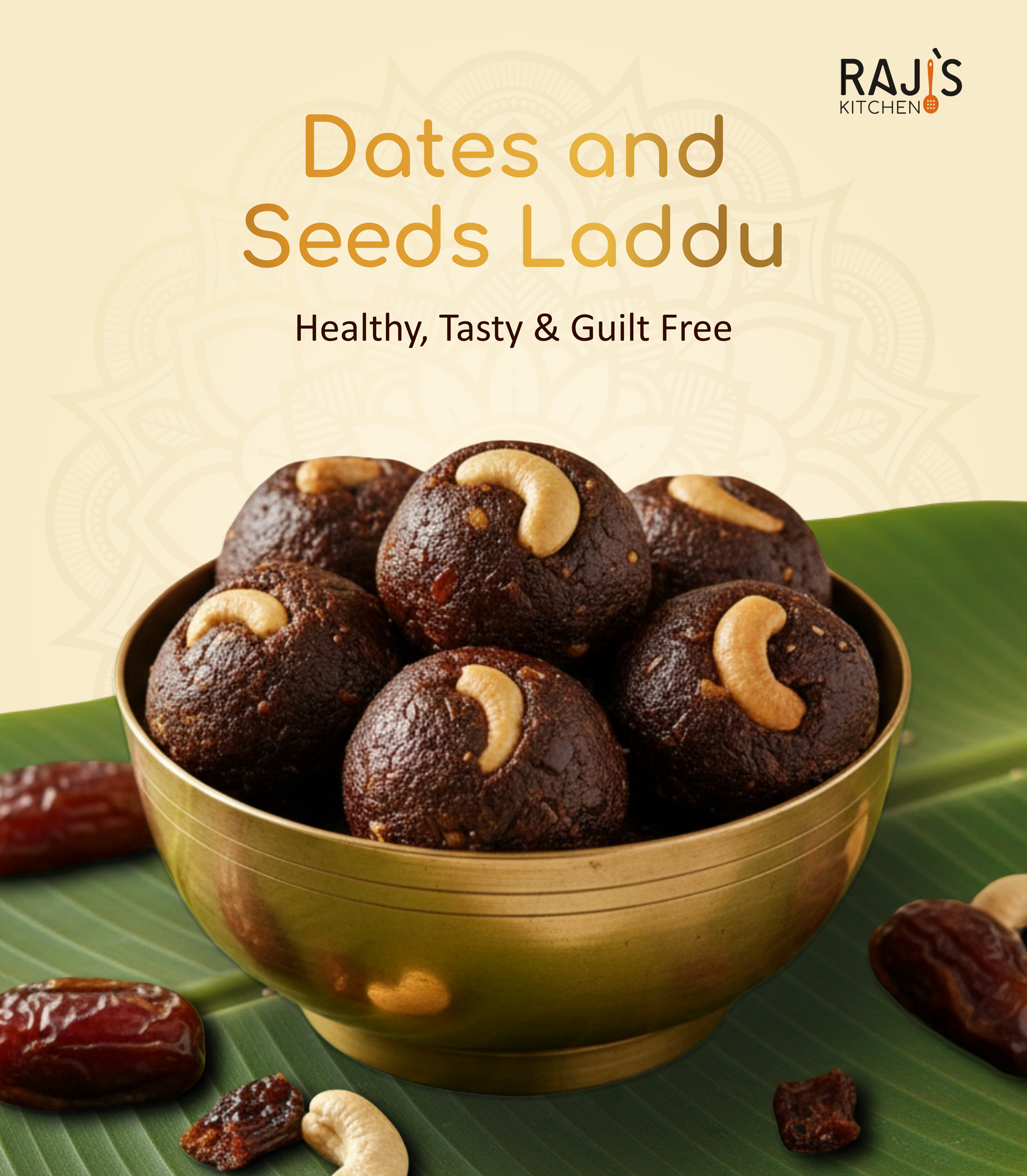 Dates and Seeds Laddu in a bowl