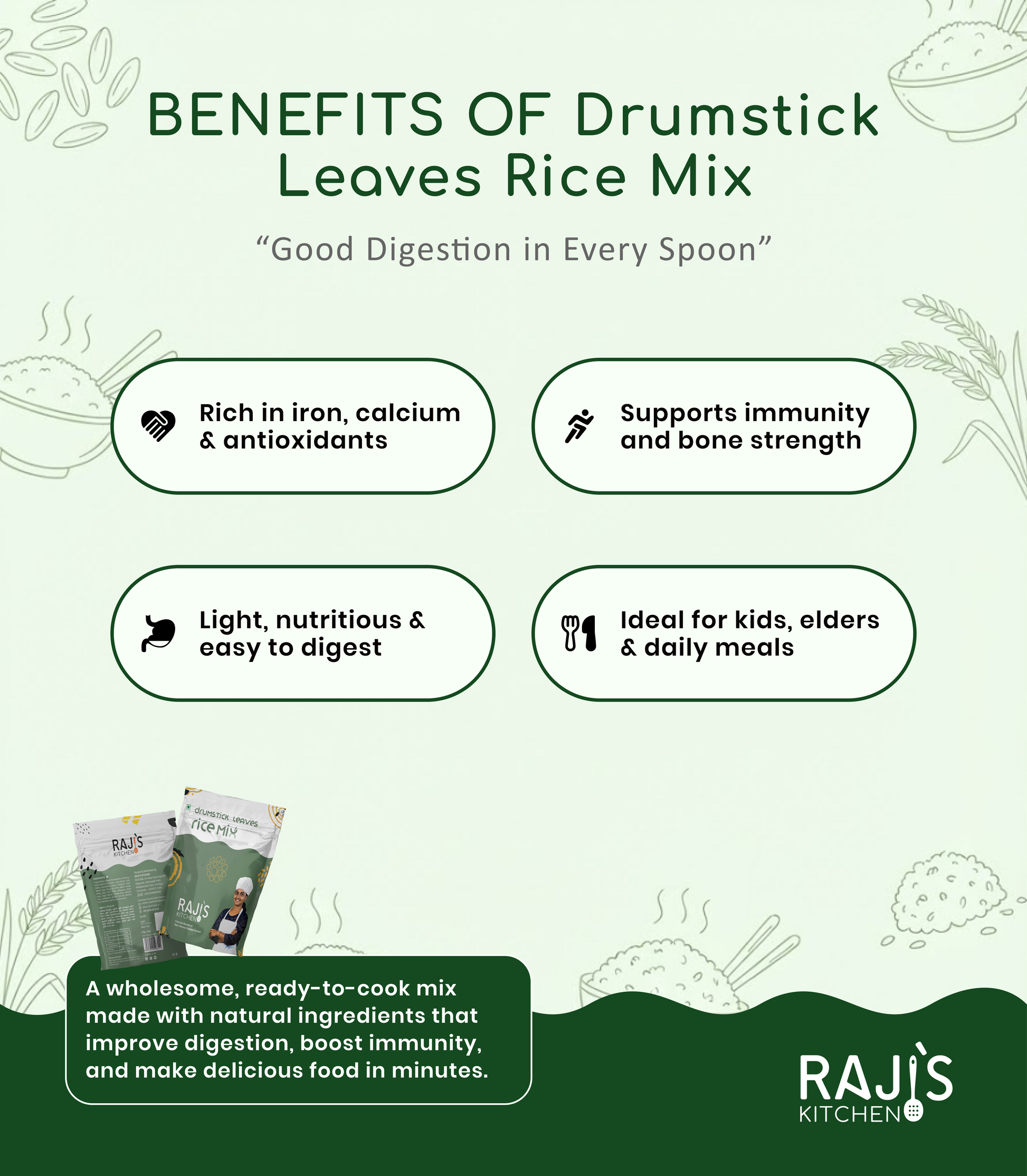benefits of drumstick leaves rice mix