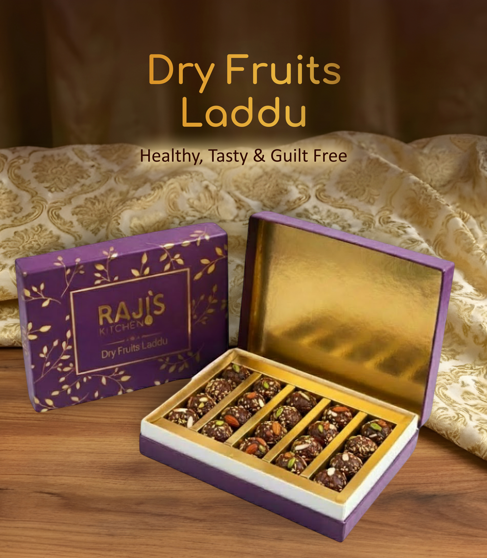 Dry Fruits Laddu in the packaging box.