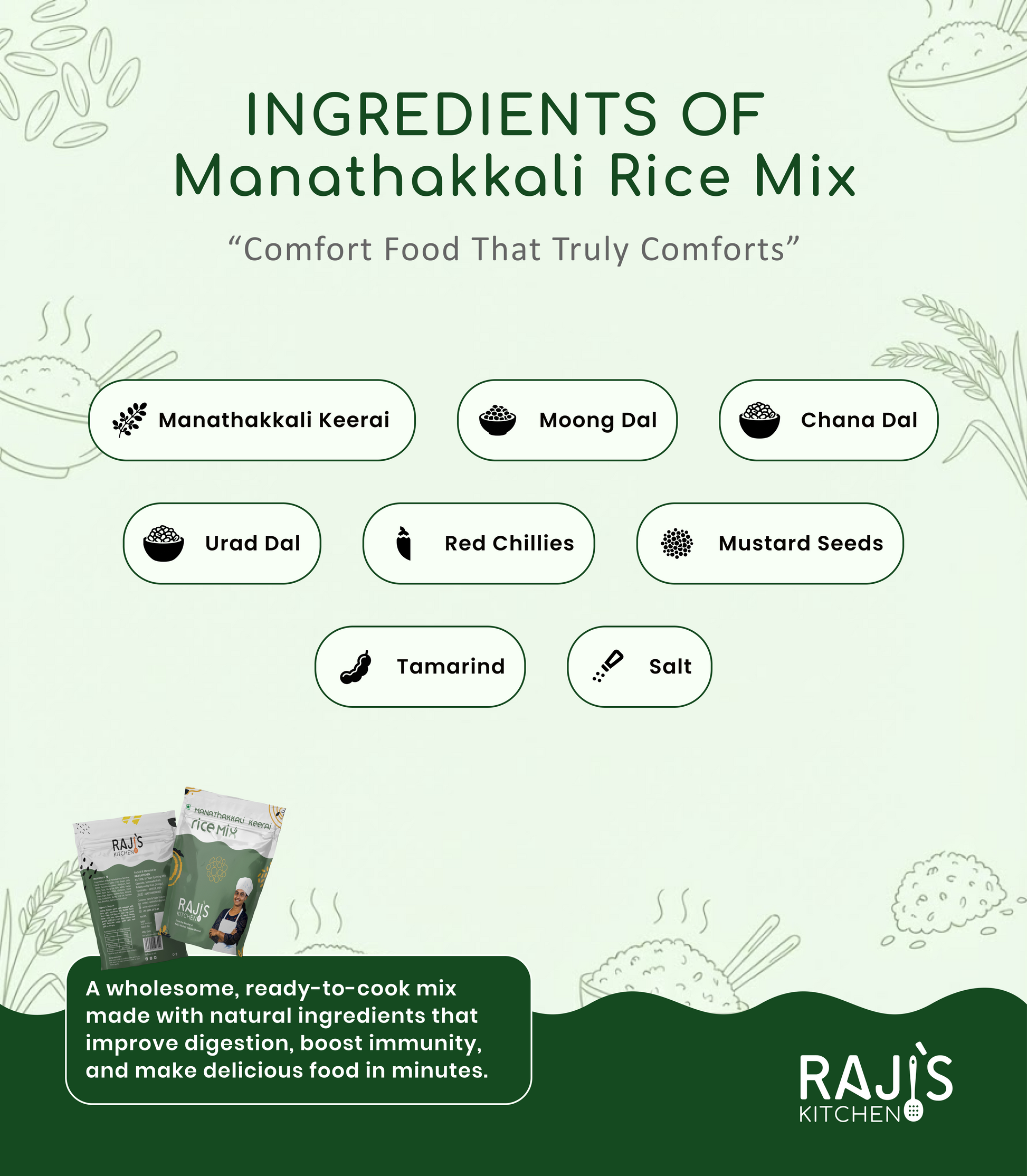 ingredients of manathakkali keerai rice mix