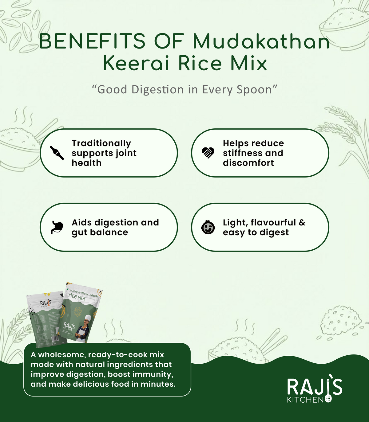 benefits of mudakathan keerai rice mix