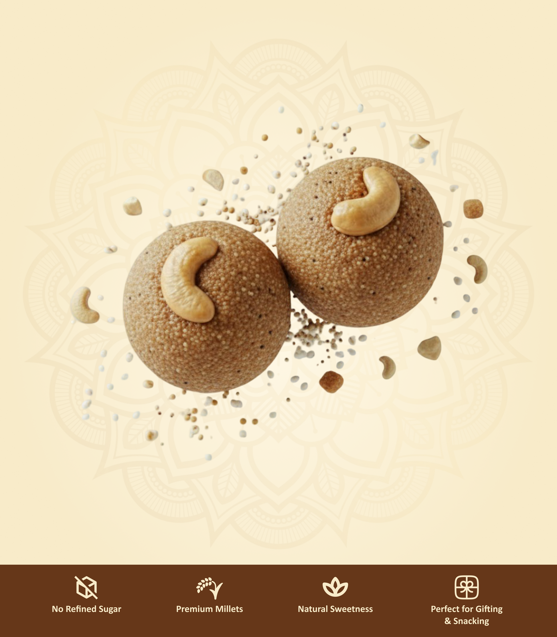 Multi Millets Laddu with cashew toppings