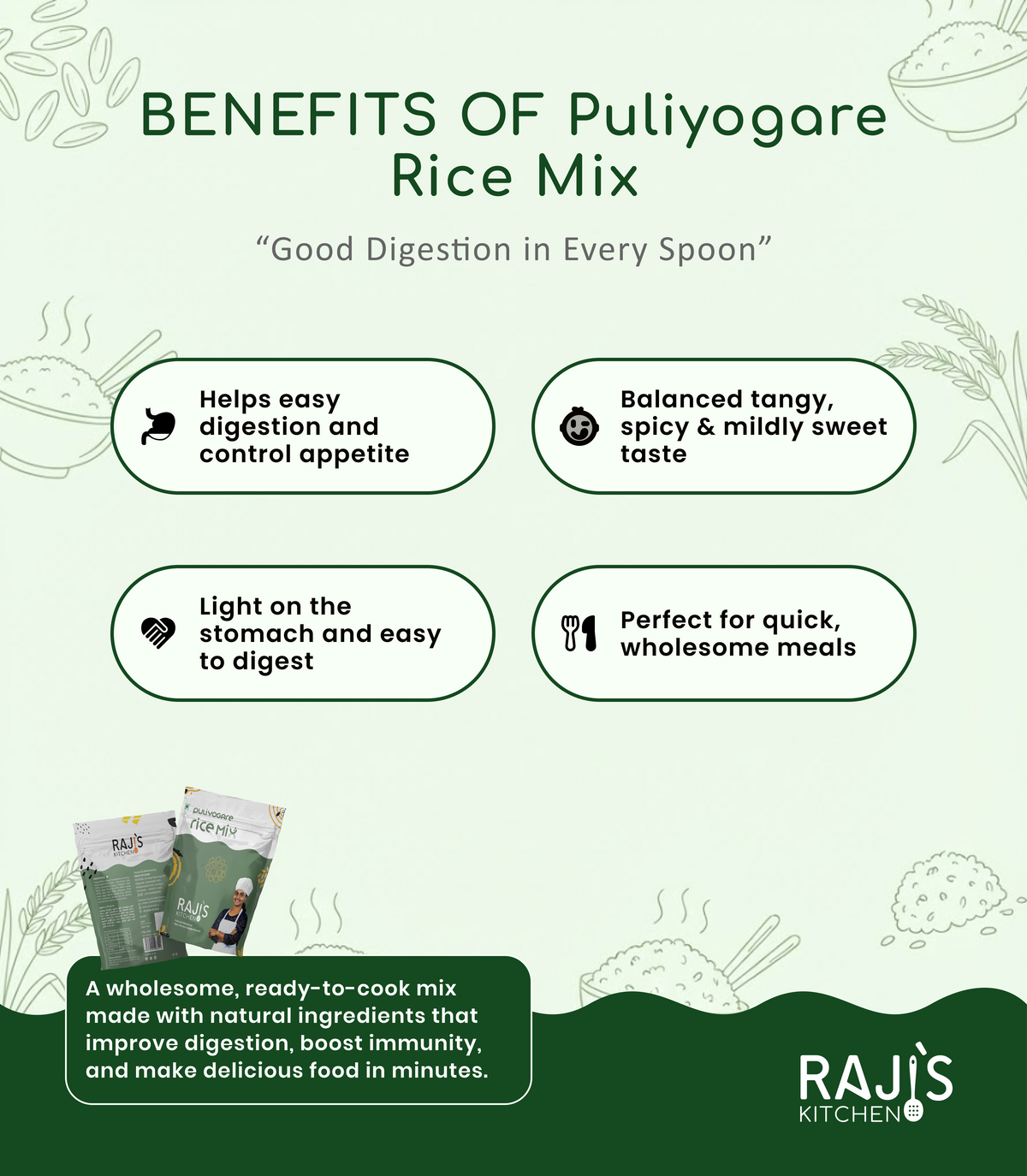 benefits of puliyogare rice mix