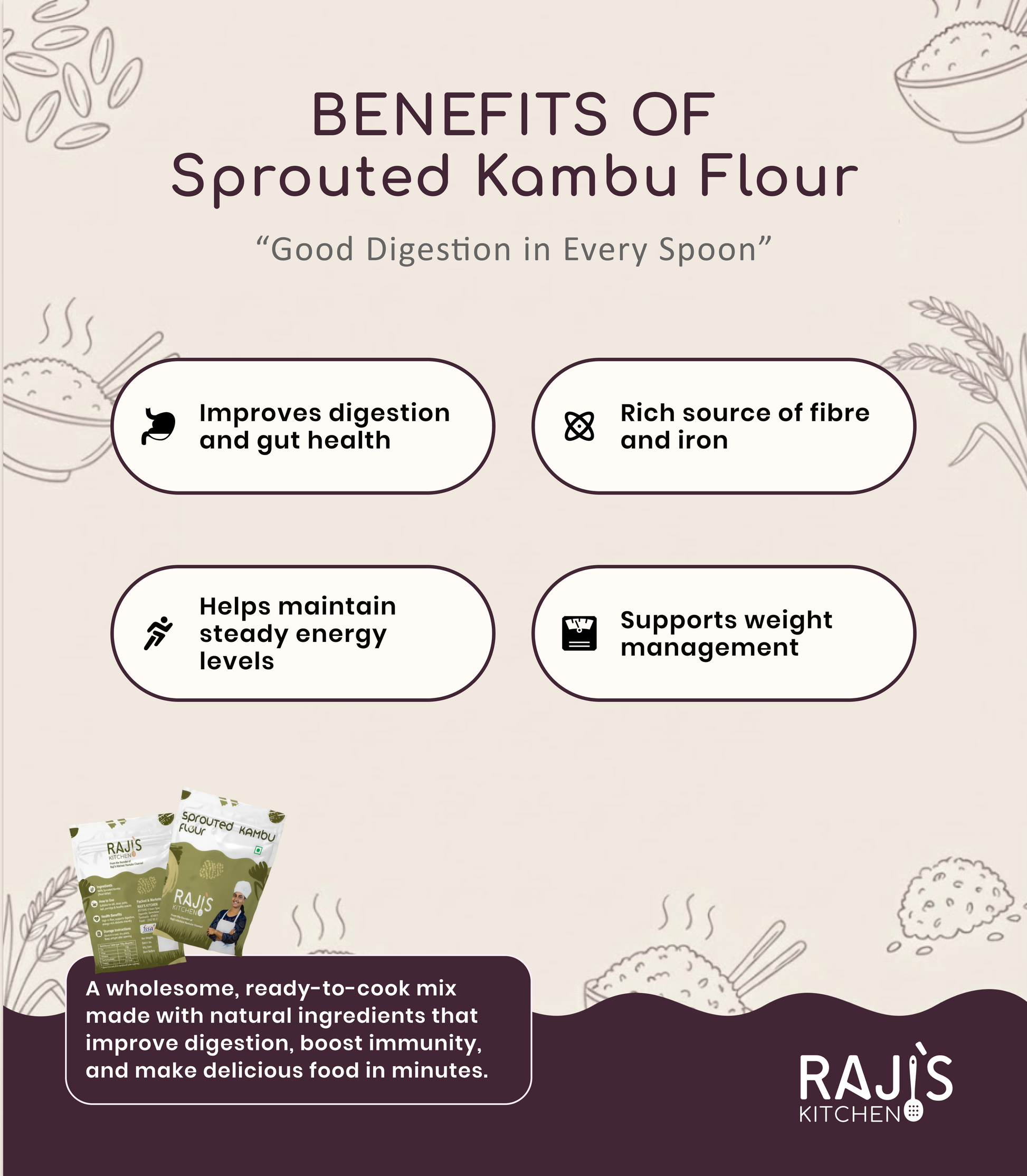 Sprouted Kambu Flour – High Fibre & Energy Rich Mix